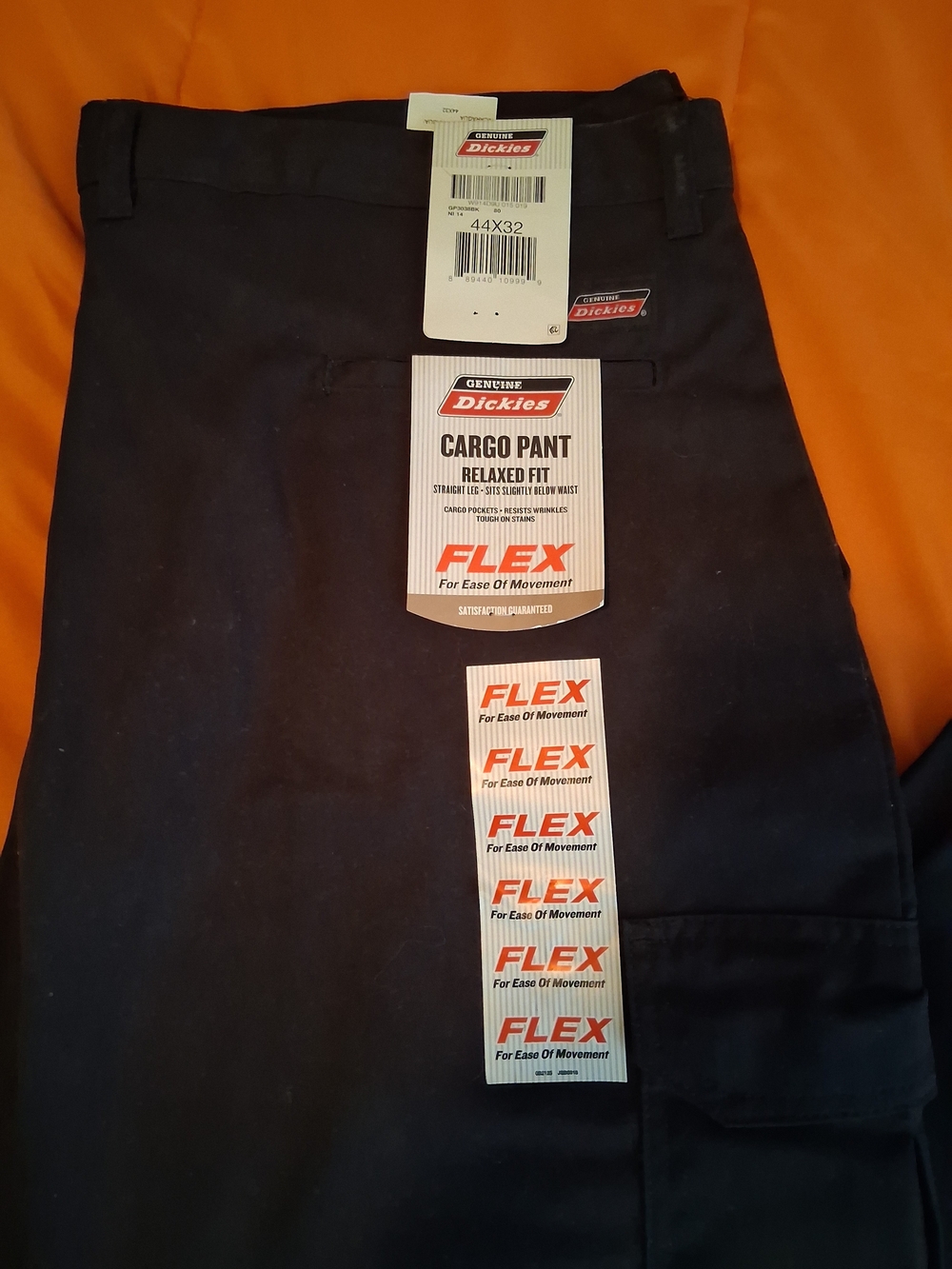 Dickies FLEX Men’s Relaxed Fit Cargo Pants Black 44W Twill Cotton Blend - Picture 2 of 4